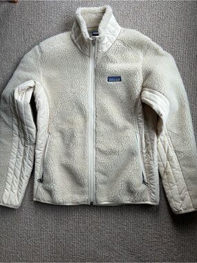 Patagonia Off-White Sherpa Fleece Zip Jacket